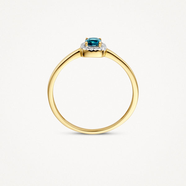 Ring 1636YDL - 14k Yellow and white gold with diamond and london Blue Topaz