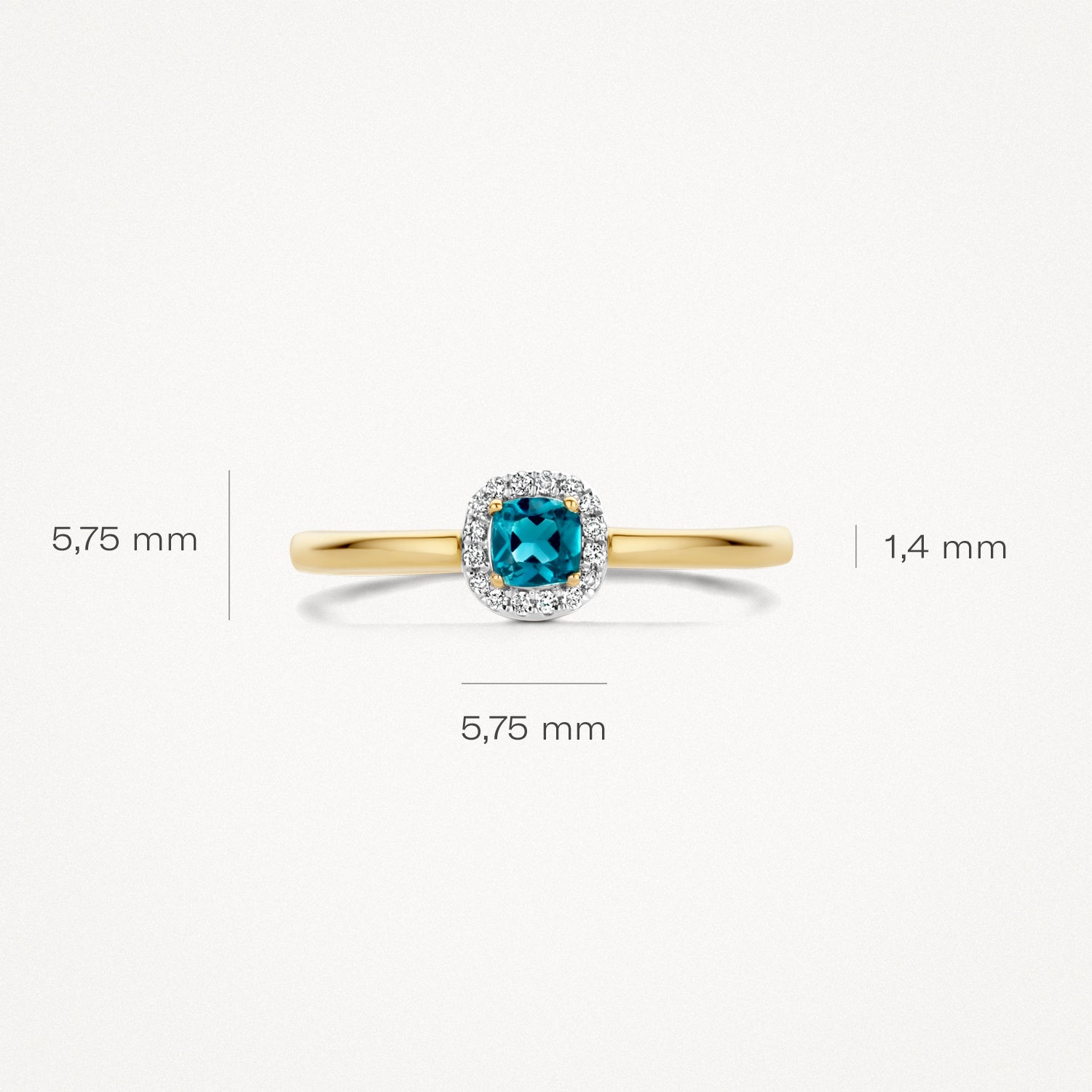 Ring 1636YDL - 14k Geel en Wit Goud met diamant & london blue topaz