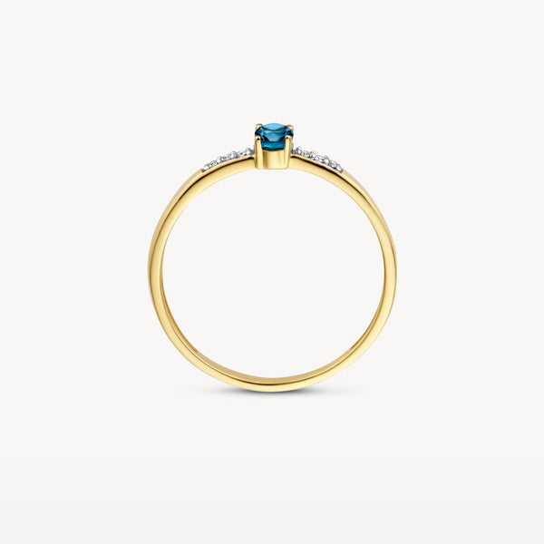 Ring 1637YDL - 585er Gelb- und Weißgold mit Diamant und London-Blue-Topas