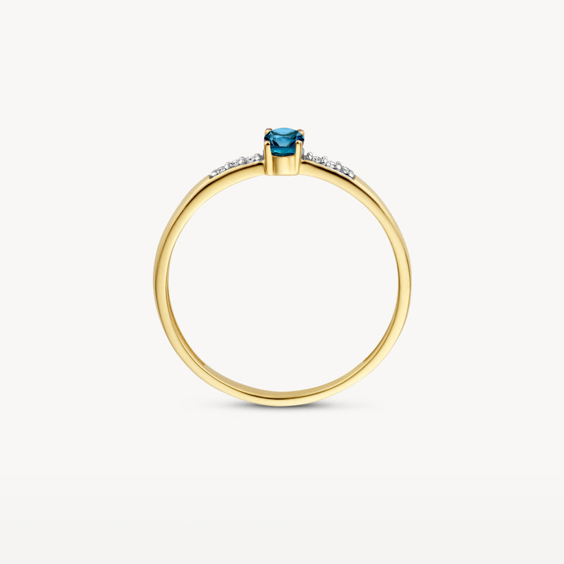 Ring 1637YDL - 14k Yellow and white gold with diamond and London Blue Topaz