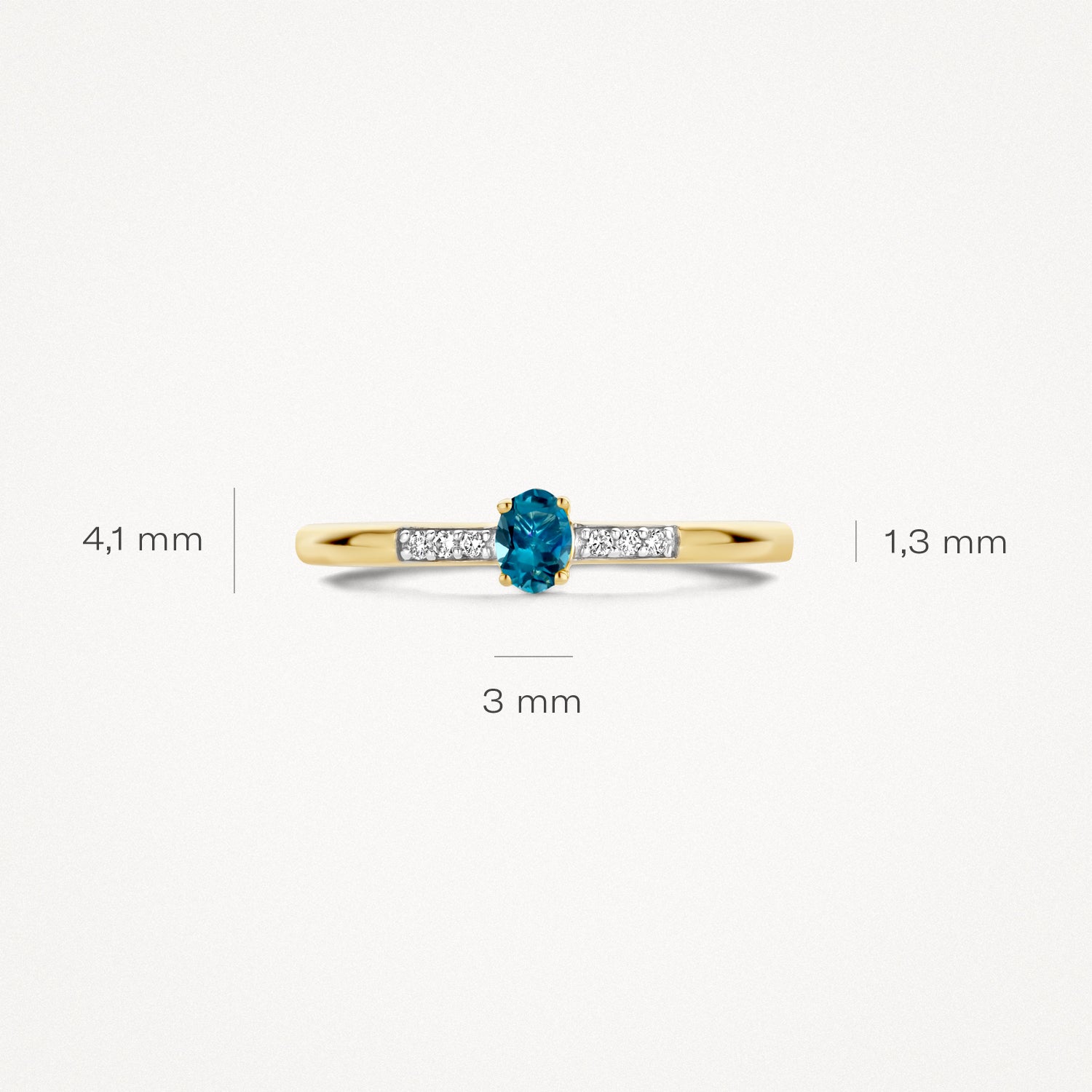 Ring 1637YDL - Or jaune et blanc avec diamant et topaze bleue de Londres