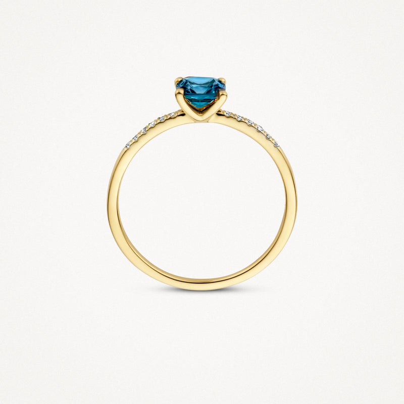 Bague 1638YDL - Or jaune avec diamant et London Blue Topaz