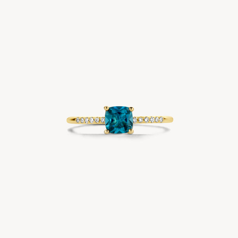 Ring 1638YDL - 14k Yellow gold with diamond and London Blue Topaz
