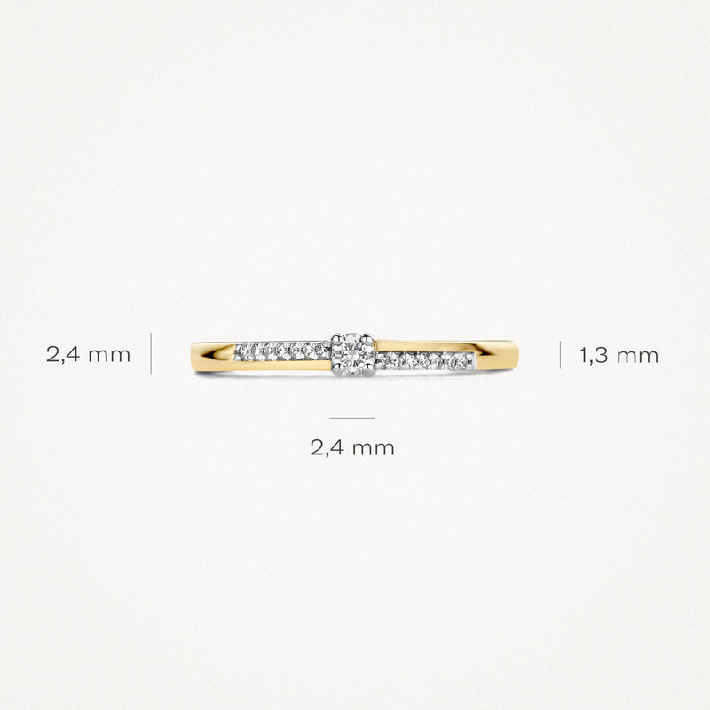 Ring 1639YDI - 14k Geel en Wit Goud met diamant