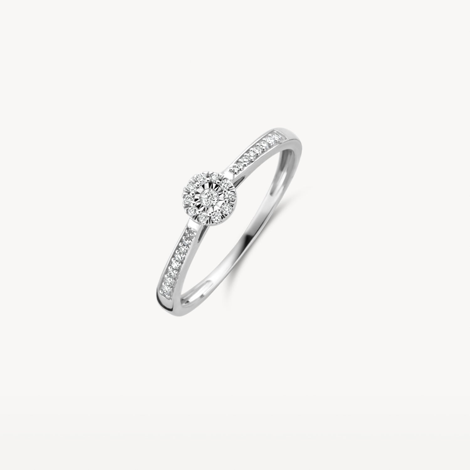 Ring met diamanten in ⌀ 5 mm rail en illusiezetting 14k Wit goud