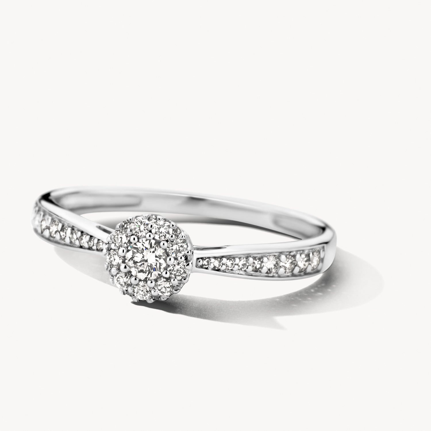 Ring met diamanten in ⌀ 6.7 mm rail en illusiezetting 14k Wit goud