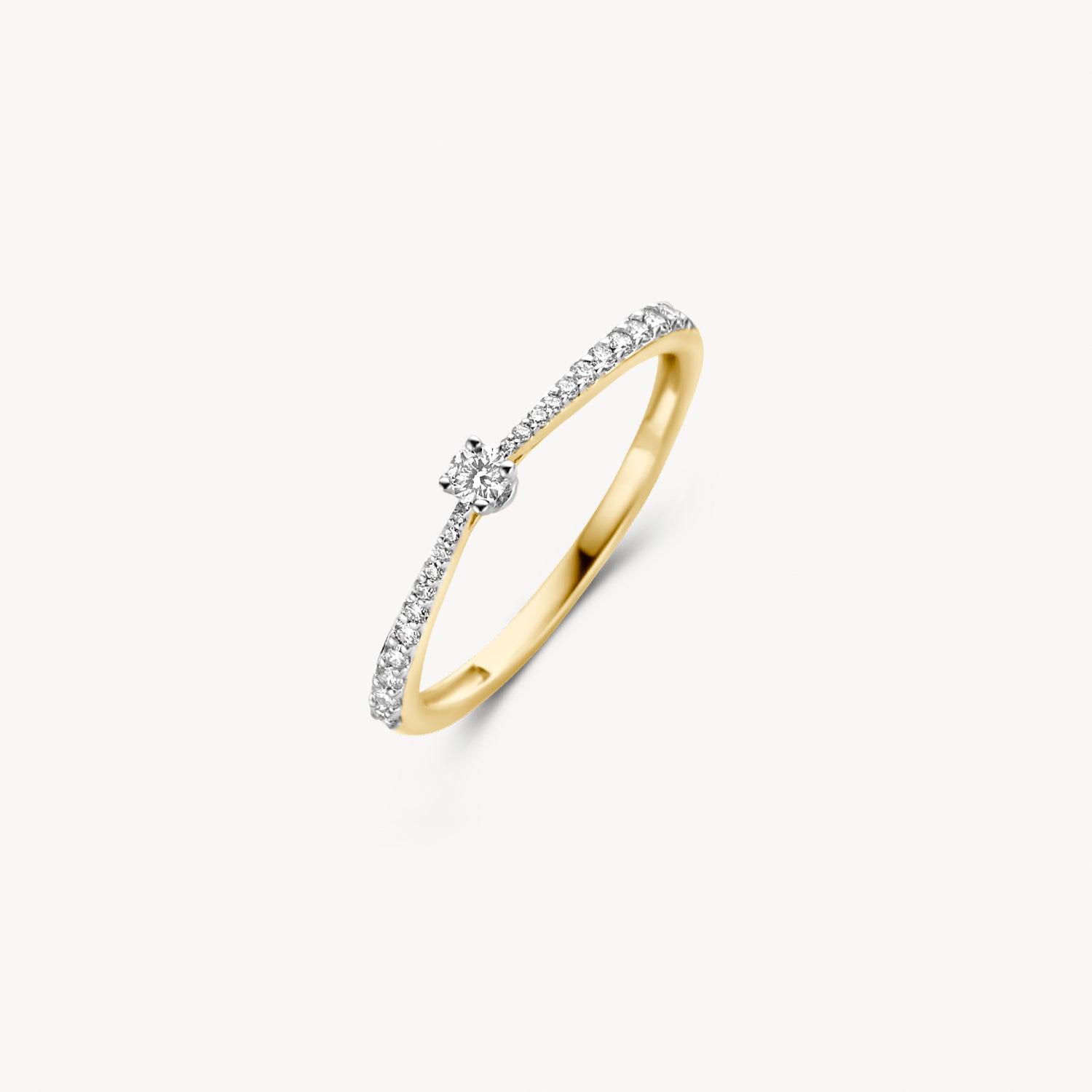 Ring briljant geslepen diamant 0.14ct 14k Bicolor goud