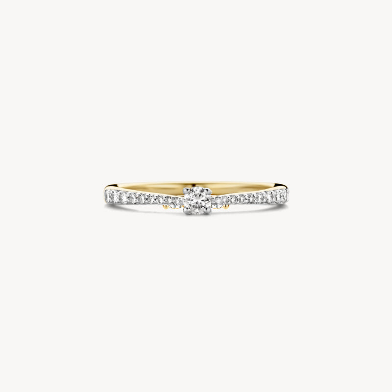 Ring 1658BDI - 14k Geel en Wit Goud met Diamant