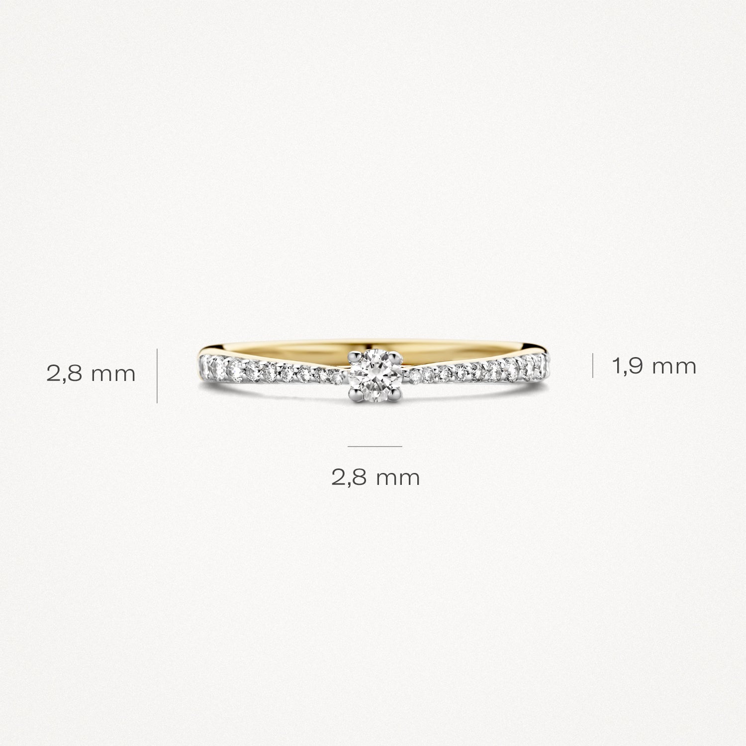 Ring 1658BDI - 585er Gelb- und Weißgold mit Diamant
