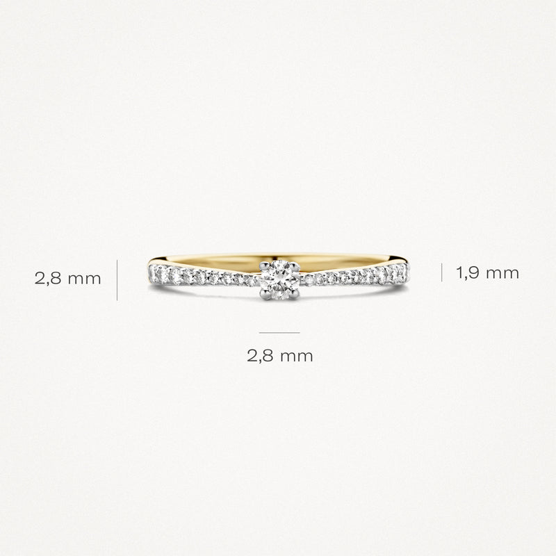 Ring 1658BDI - 14k Geel en Wit Goud met Diamant