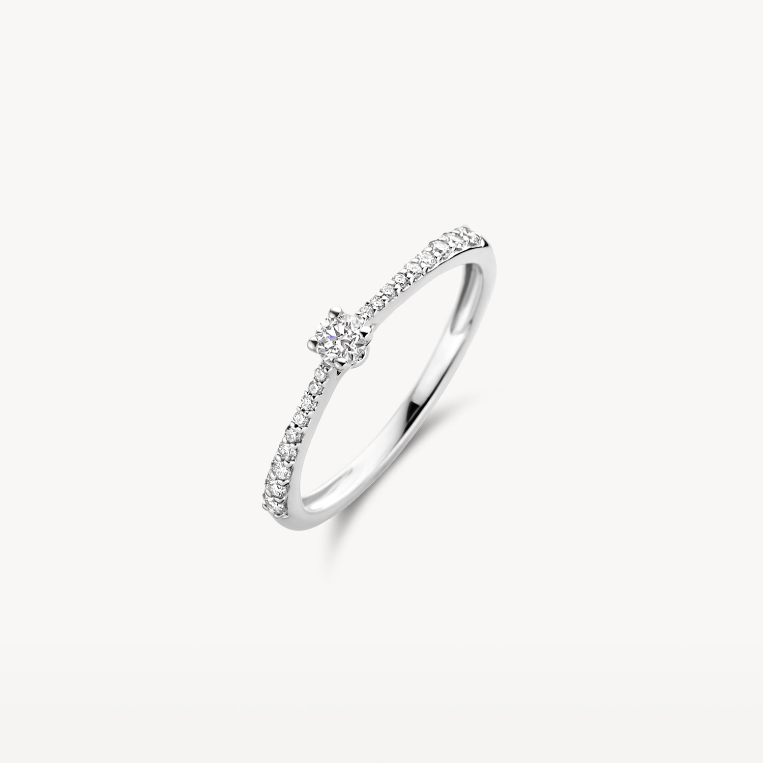 Ring briljant geslepen diamant 0.2ct 14k Wit goud