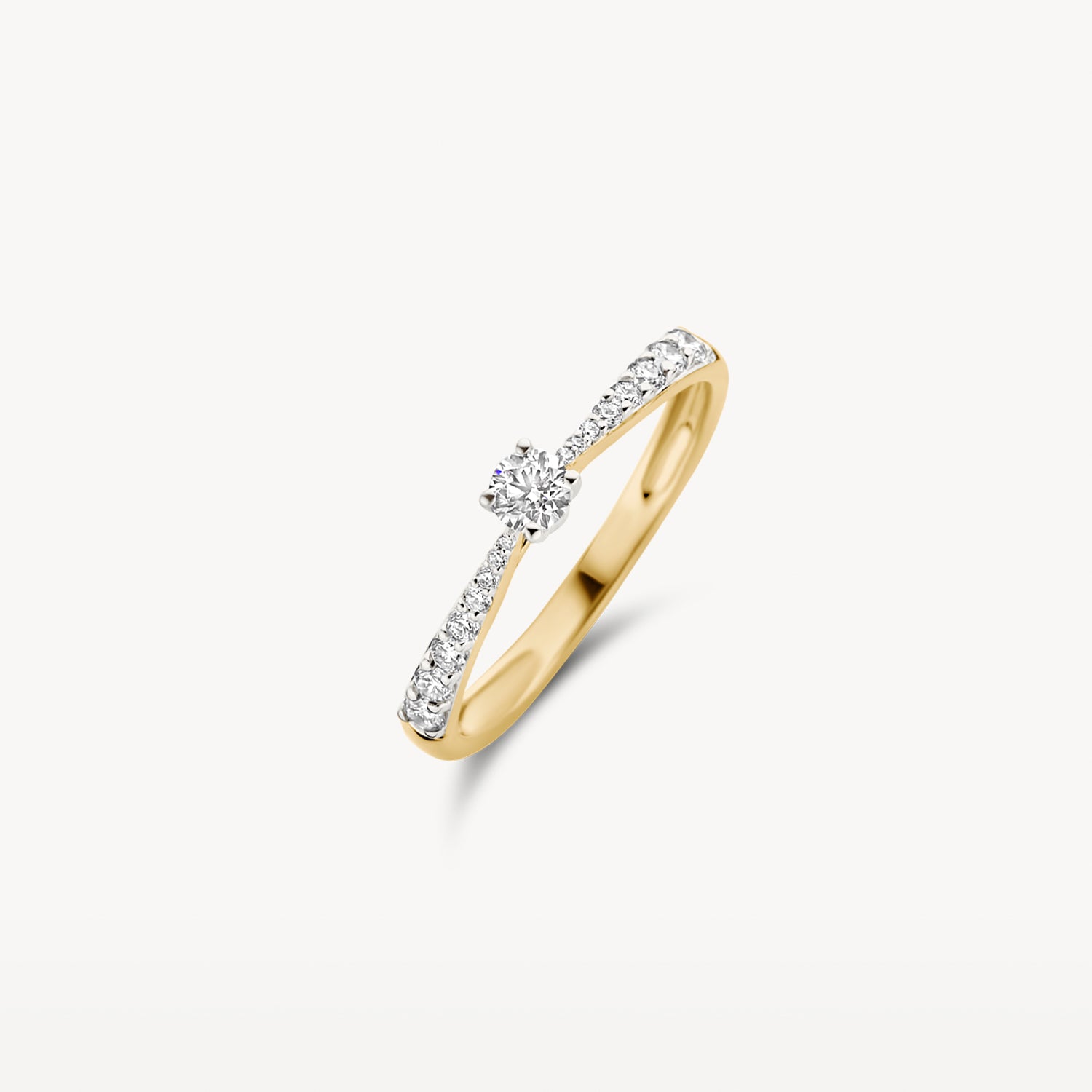 Ring briljant geslepen diamant 0.33ct 14k Bicolor goud