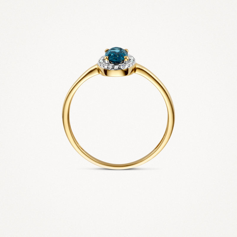 Diamanten ring 1661YDL - 14k Geelgoud met topaz