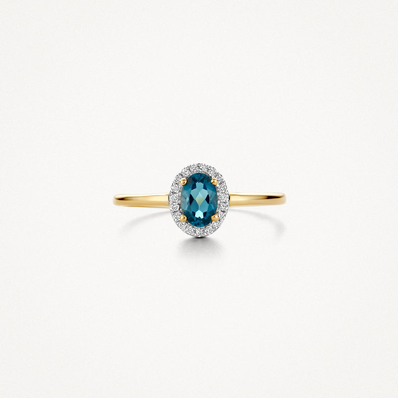 Ring 1661YDL - 14k Yellowgold with diamond and topaz