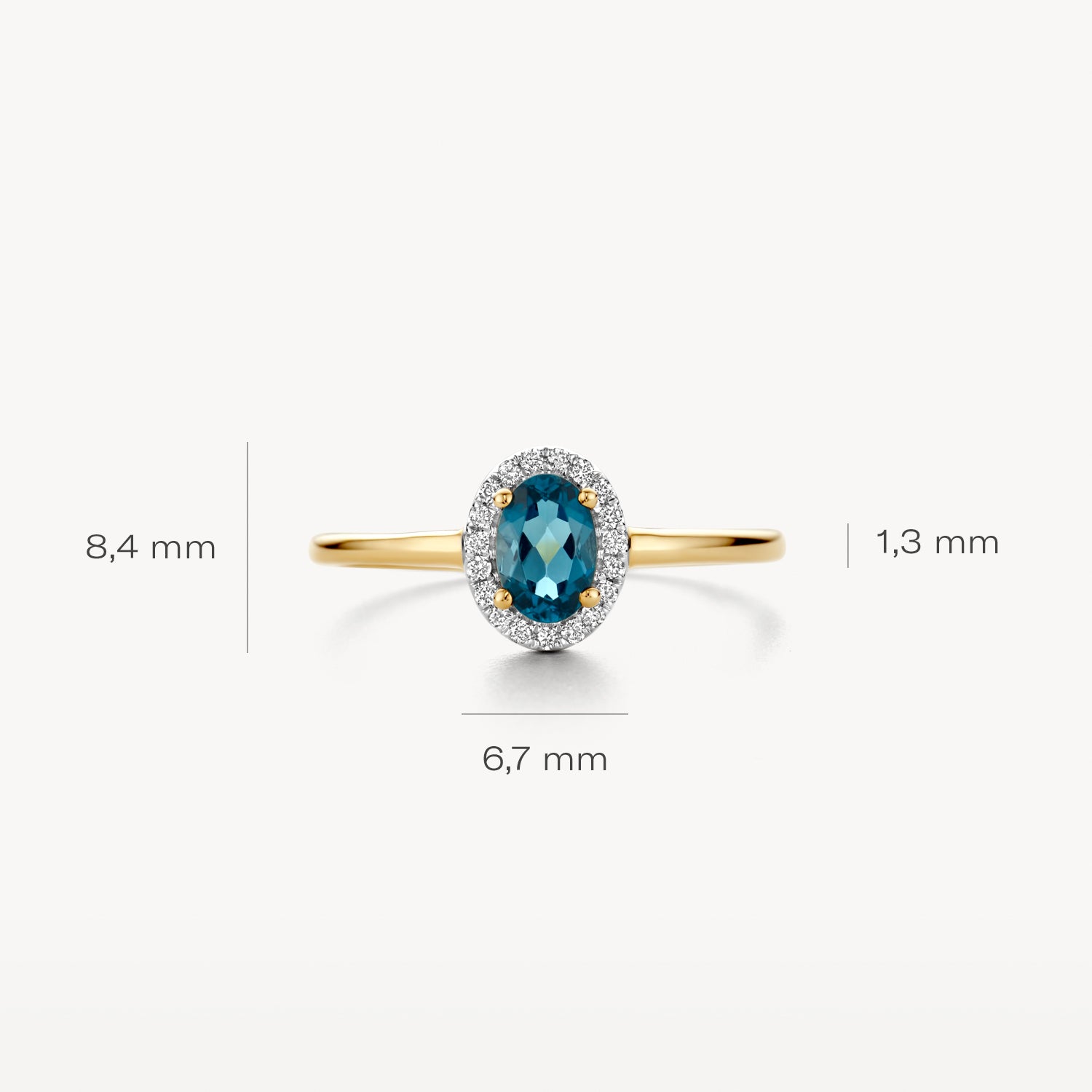 Diamanten ring 1661YDL - 14k Geelgoud met topaz
