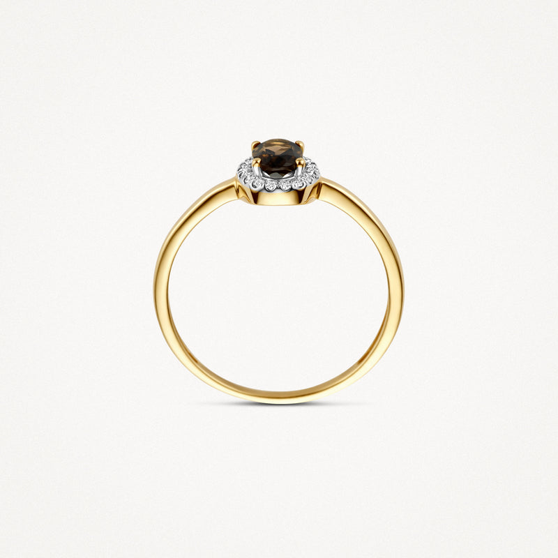 Diamanten ring 1661YDS - 14k Geelgoud met Smokey Quartz