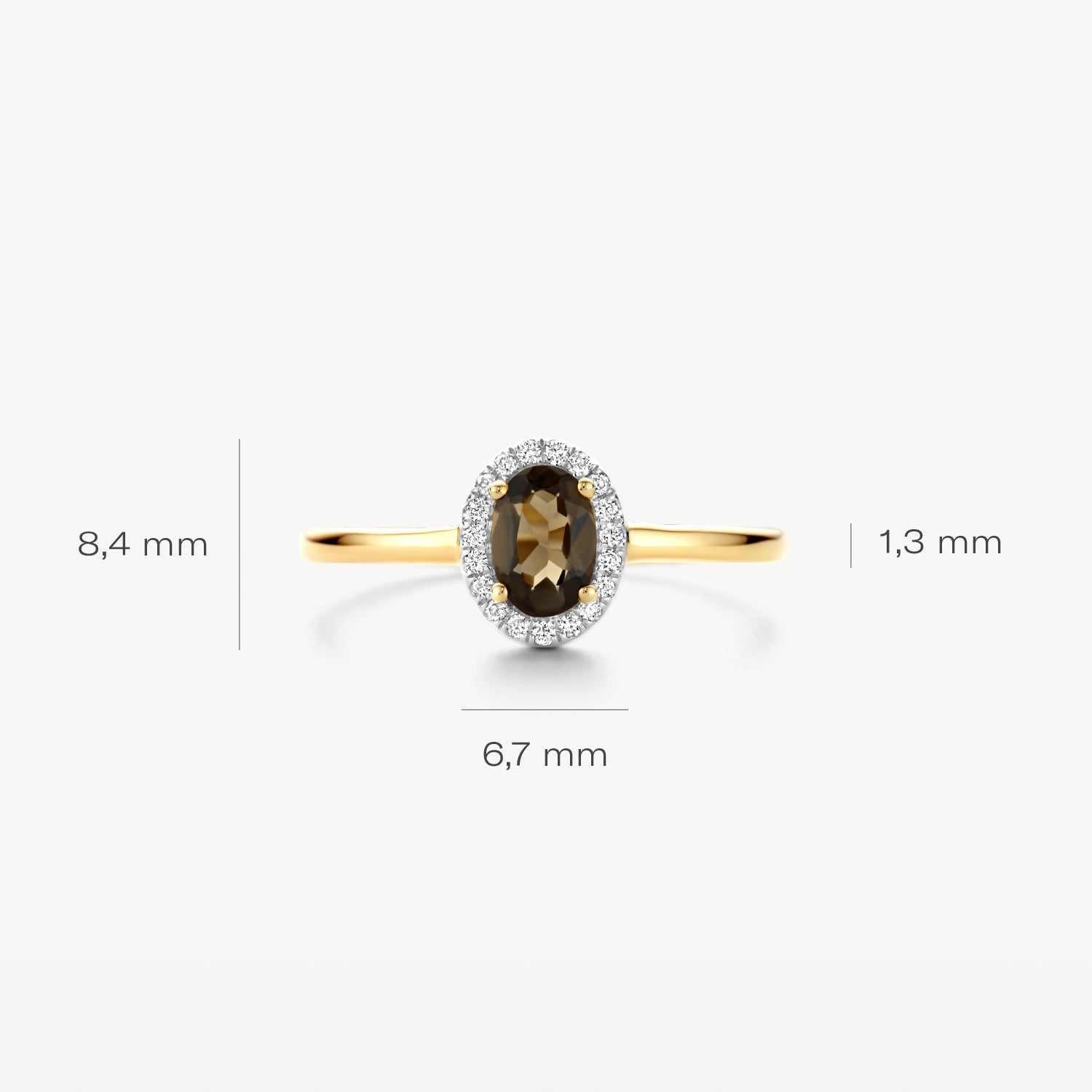 Bague 1661YDS - or jaune 14k avec diamant et Quartz fumé