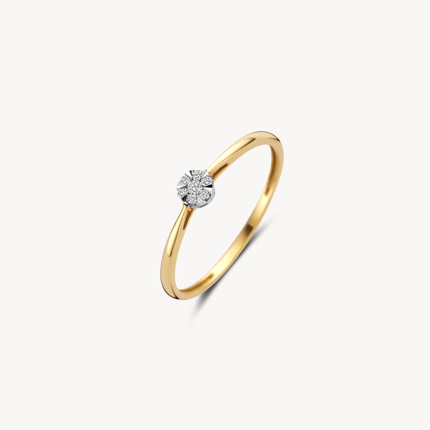 Diamanten Ring met entourage zetting ø 3.6 mm bicolor 14k goud