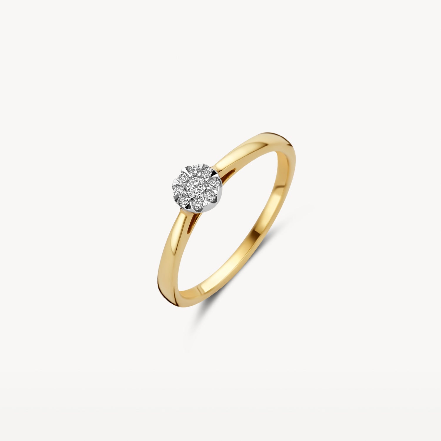 Diamanten Ring met entourage zetting ø 4.8 mm bicolor 14k goud