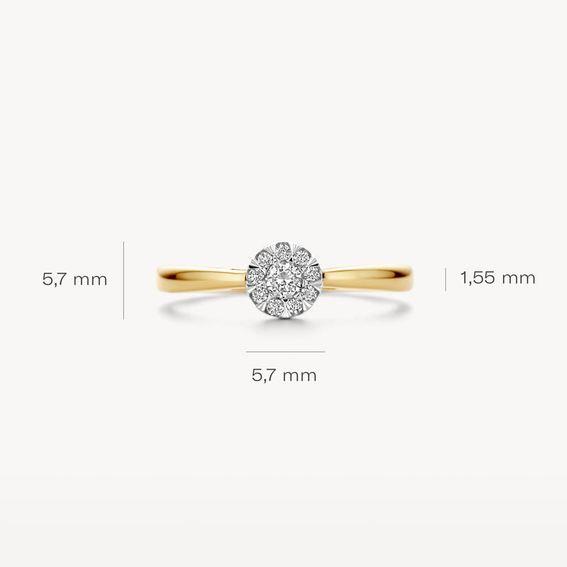 Ring 1677BDI - 14k Geel en Wit goud met diamant
