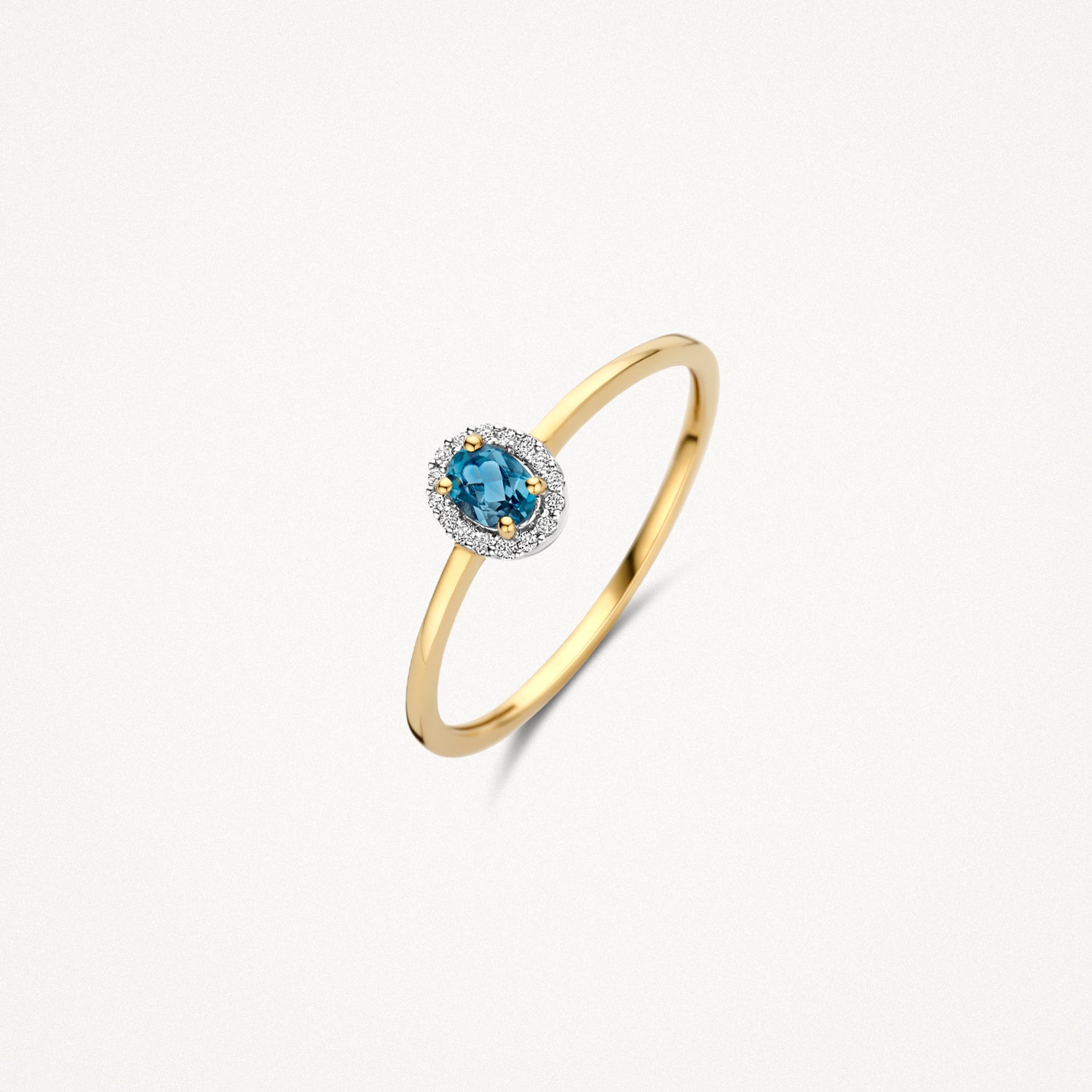 Bague en diamant 1681YDL - 14k or jaune avec topaze bleu de Londres