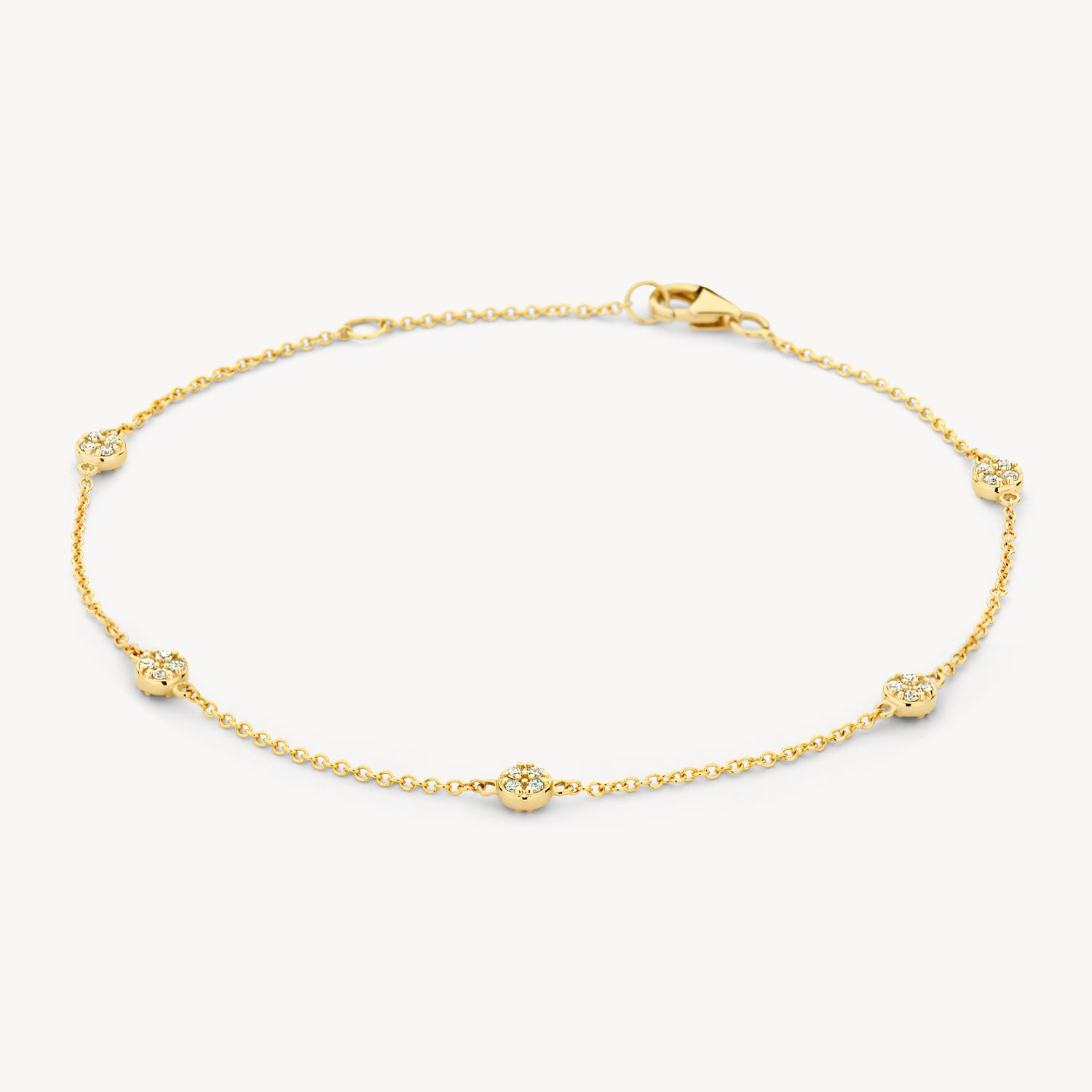 Armband met zirkonias gezet in rondjes 14k goud