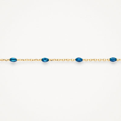 Armband 2226YRB - 14k Geelgoud met blauwe resin
