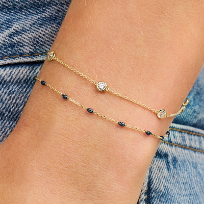 14ct Gold Bezel Set Zirconia Bracelent - 4mm