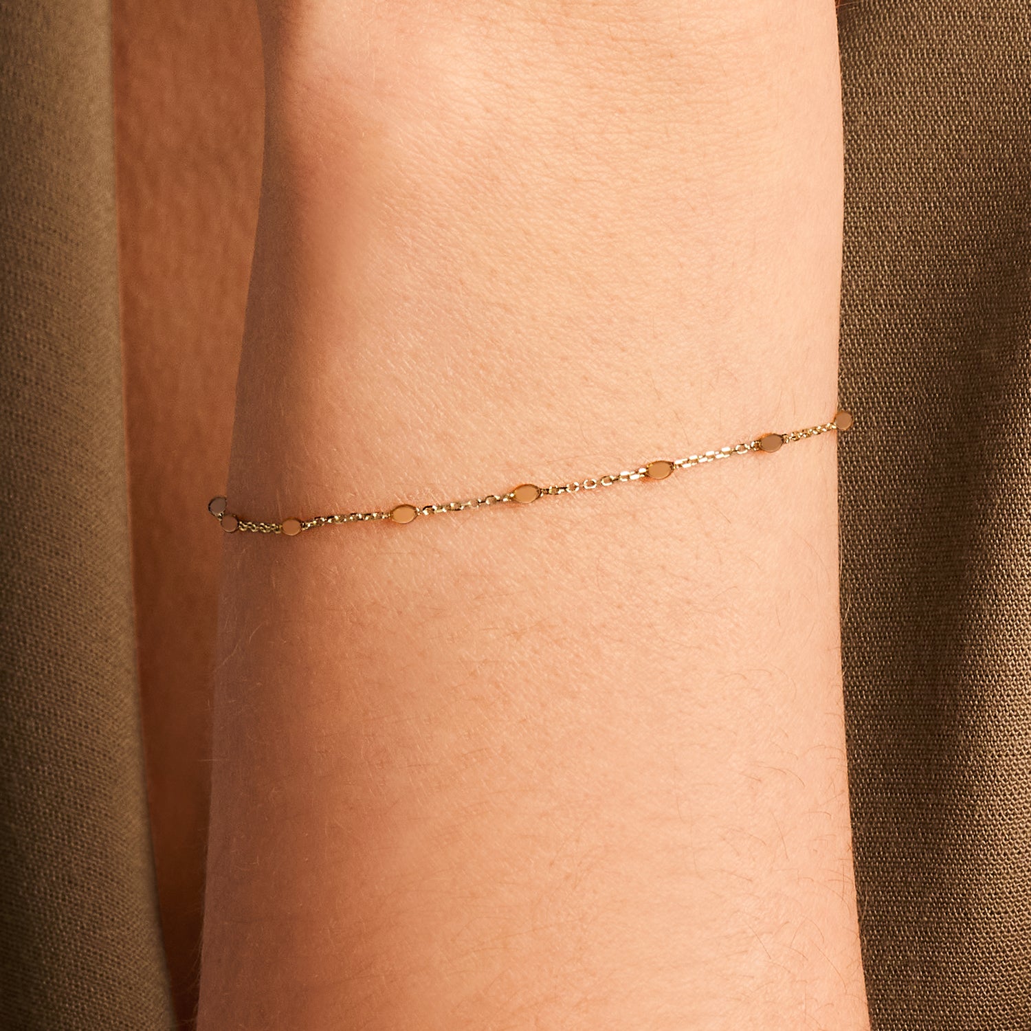 14ct Gold Citrine Stone Station Bracelet