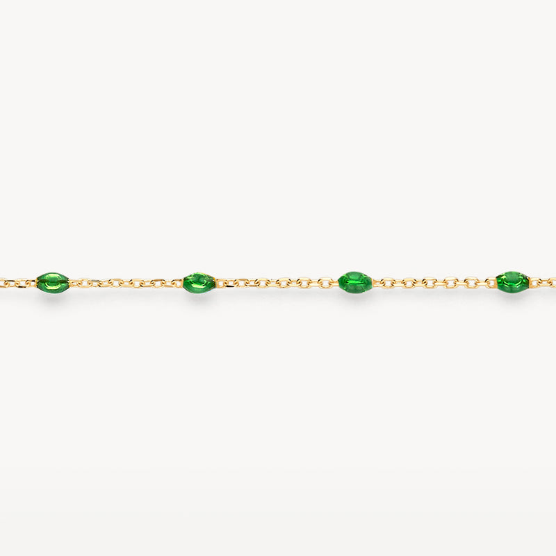 Armband 2226YRG - 14k Geelgoud met groene resin
