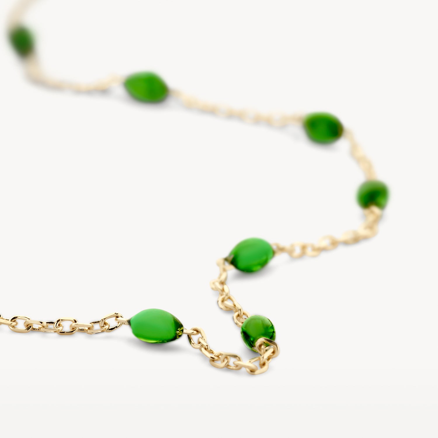 Armband met Heldergroene Resin ⌀ 0.7 mm 14k goud