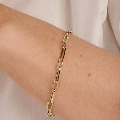 14ct Gold Textured Link Chain Bracelet