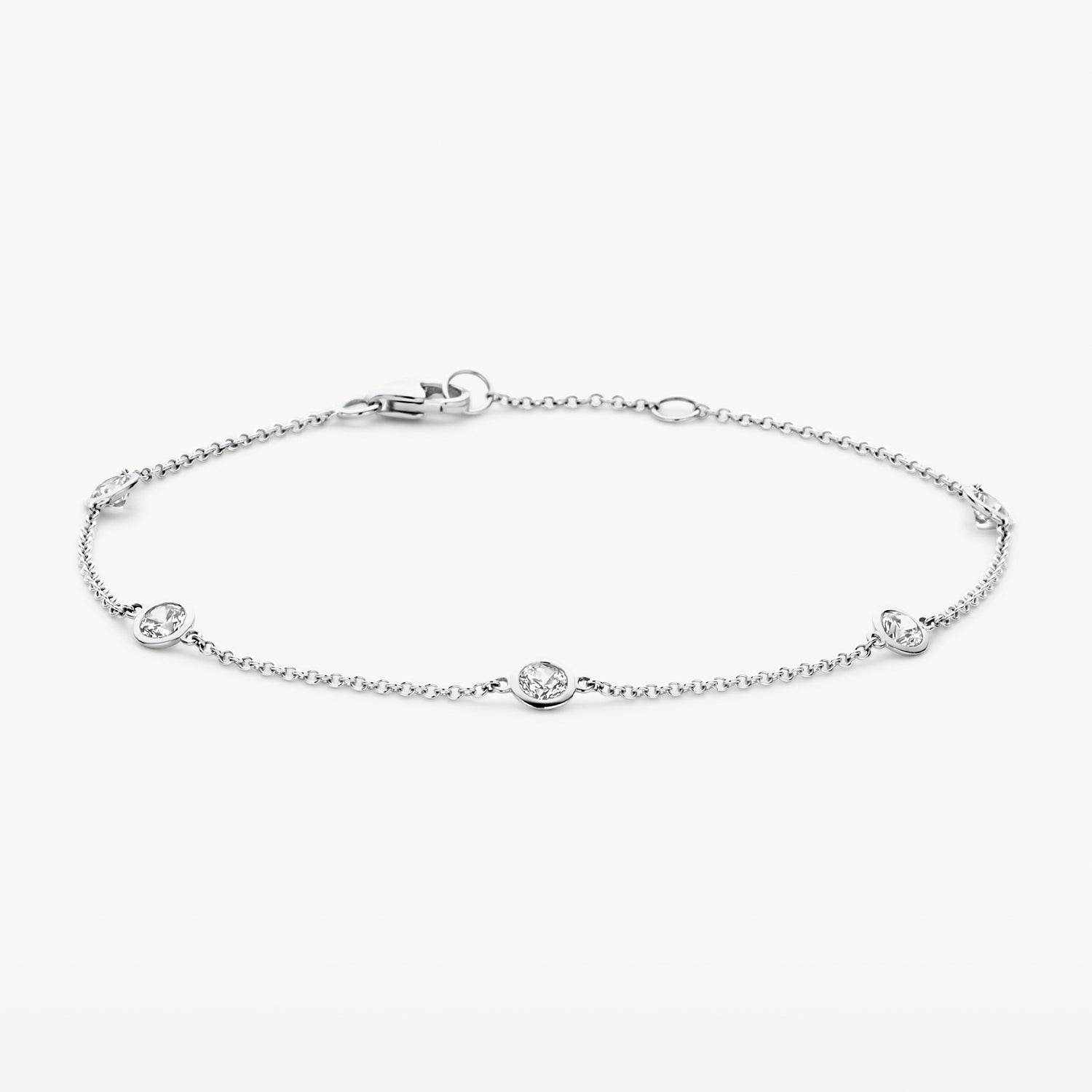 Armband met zirkonias ⌀ 4 mm gladomzetting 14k witgoud