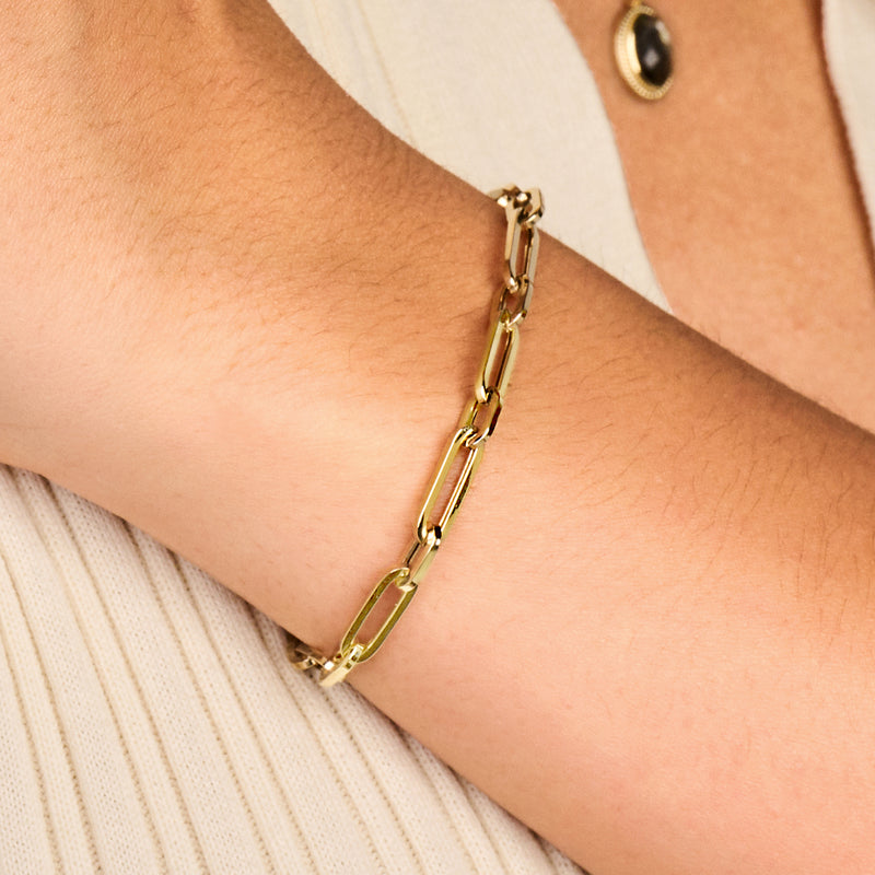 Bracelet à maillons courts et longs de 4,2 mm en or 14 carats