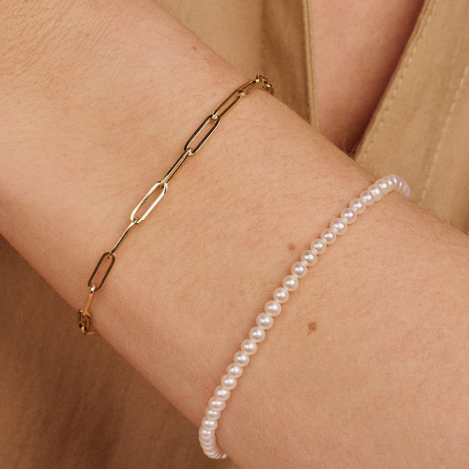 Bracelet de perles de 4,2 mm en or 14 carats