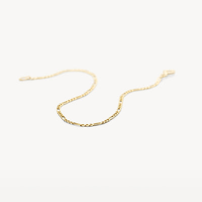 Fijne armband van 14k goud met subtiele schakelstructuur.