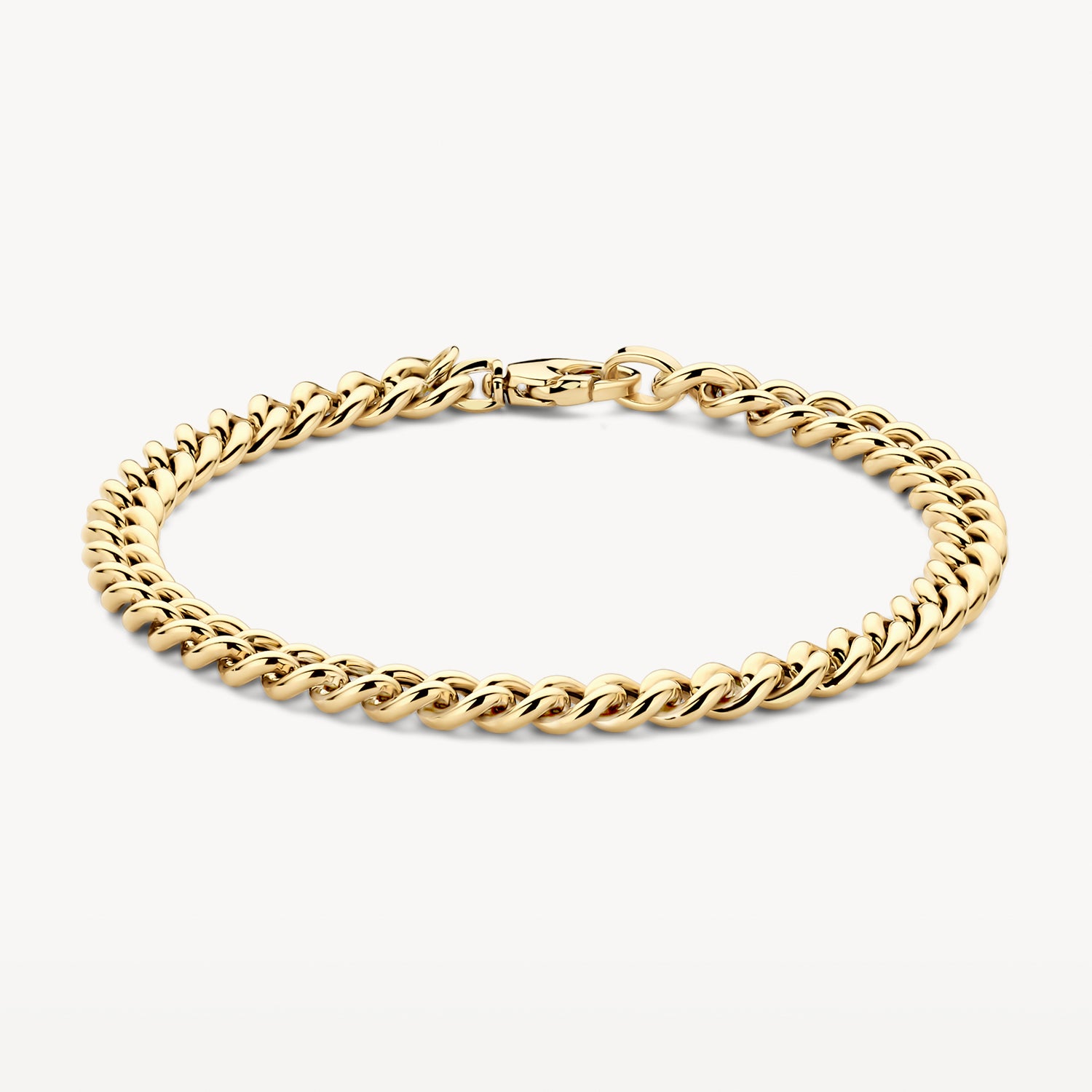 Armband met grof schakeldesign van 14k goud met stevige sluiting.