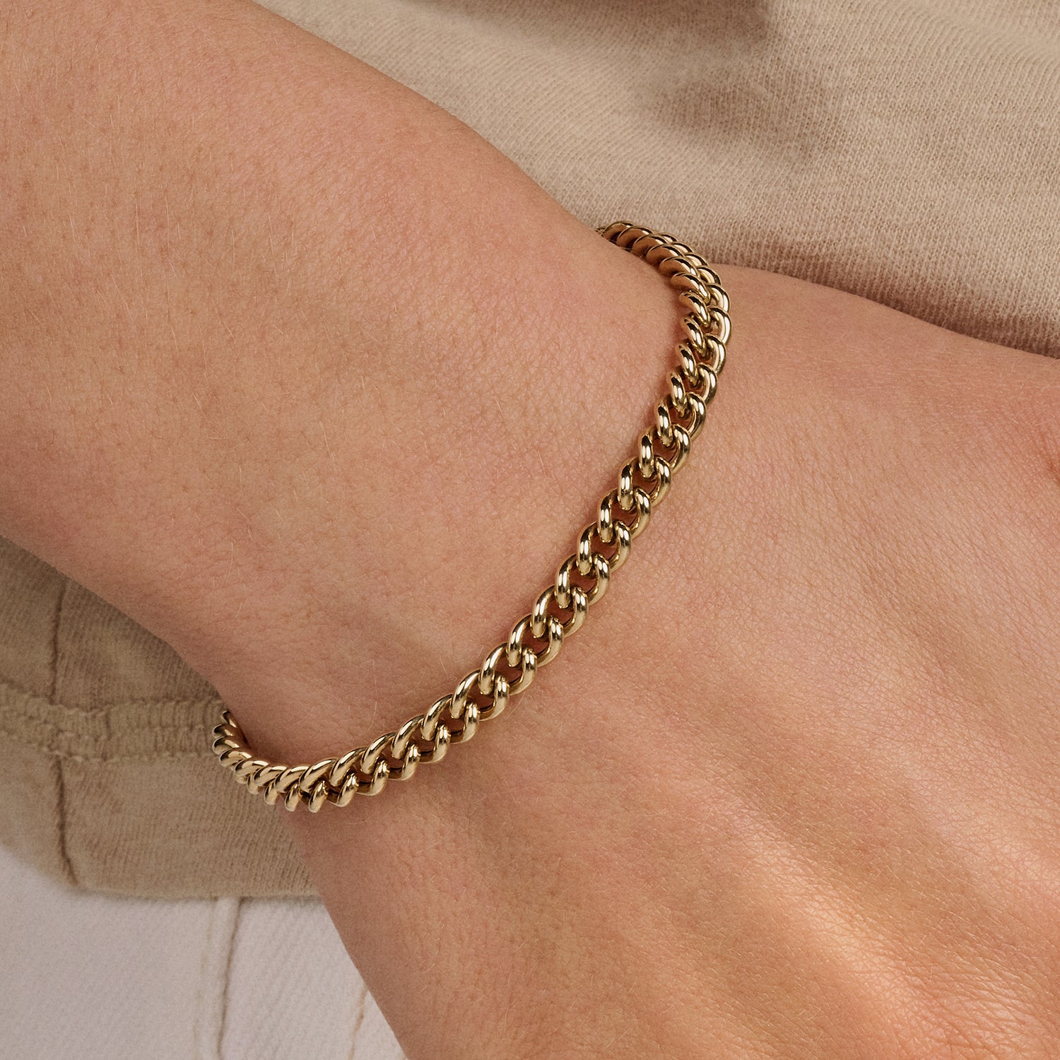 Armband met grove gourmet schakel 14k Goud