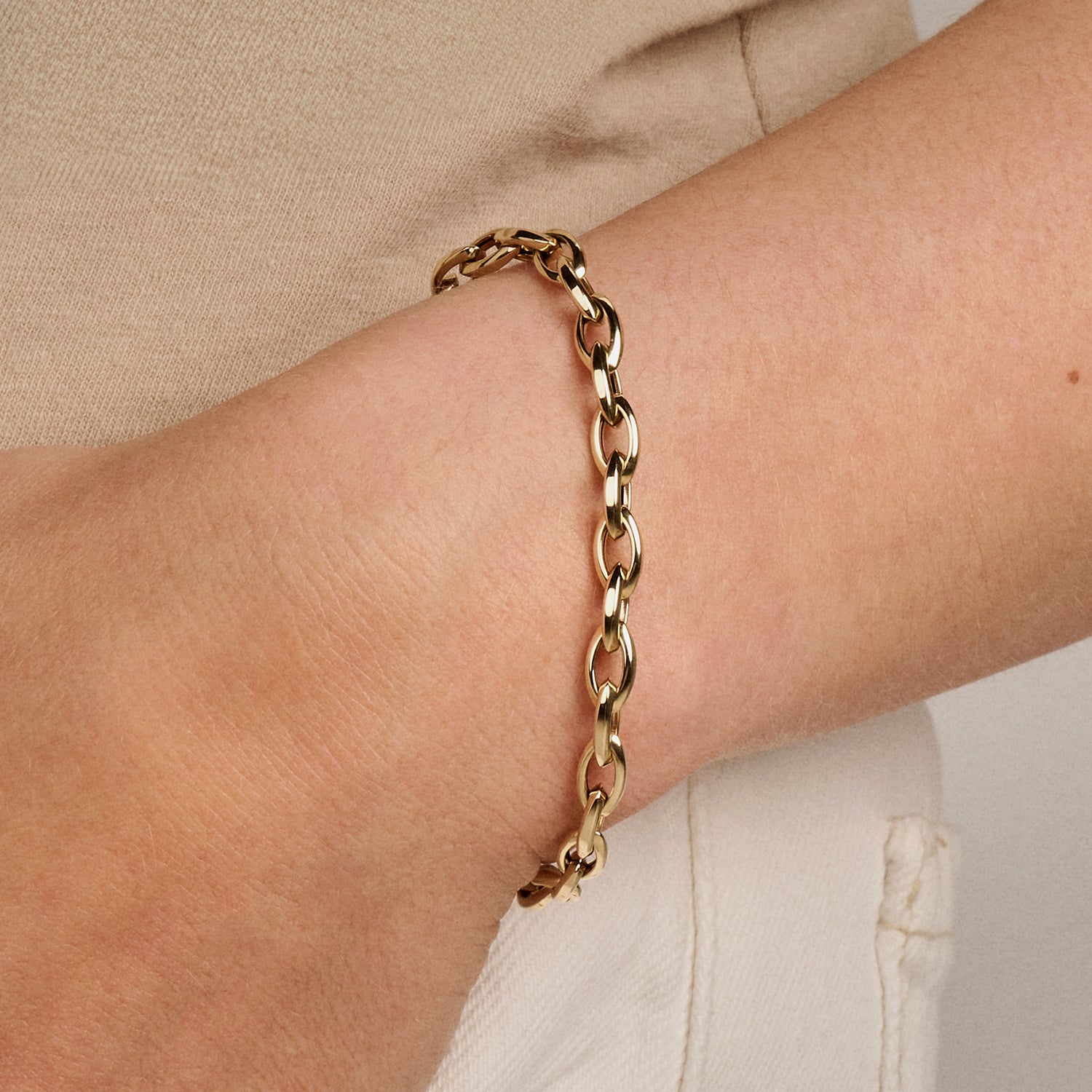 Armband met grove Jasseron schakel 14k Goud