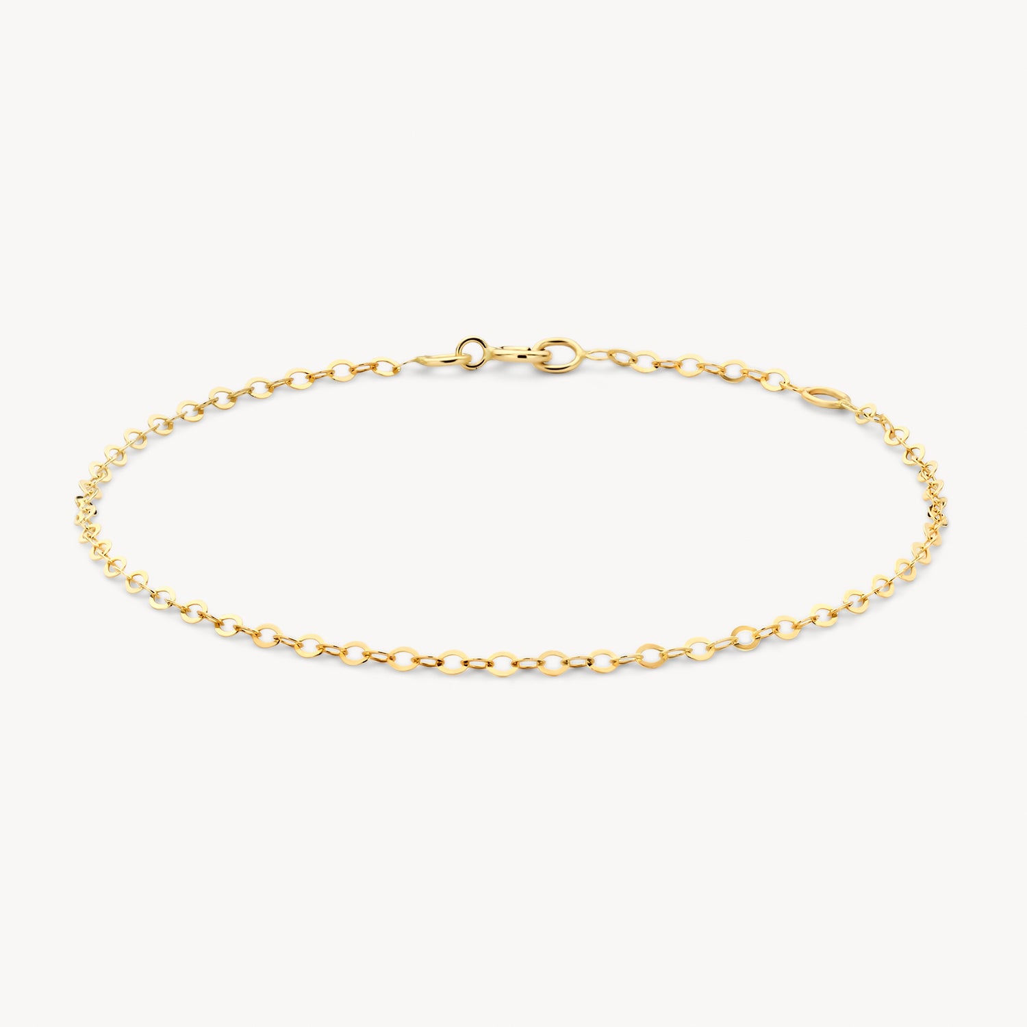 Fijne armband van 14k goud met schakelontwerp en karabijnsluiting.