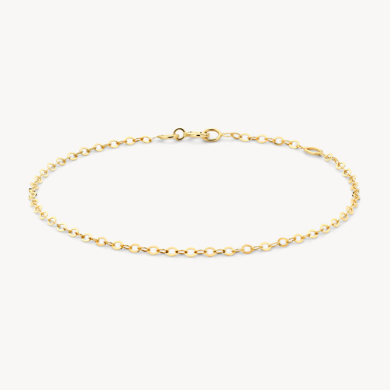 Fijne armband van 14k goud met schakelontwerp en karabijnsluiting.