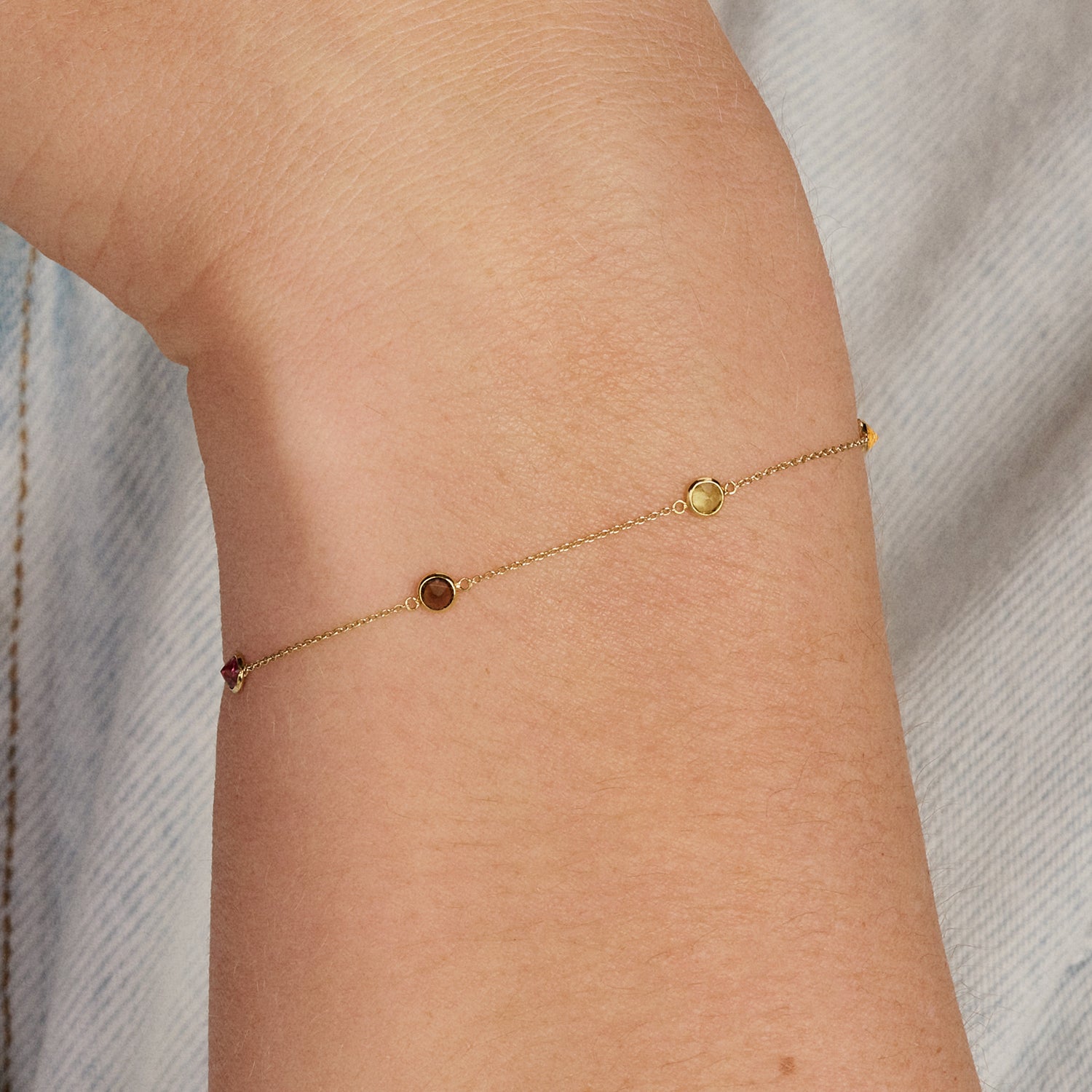 14ct Gold Citrine and Smoky Quartz Charm Bracelet