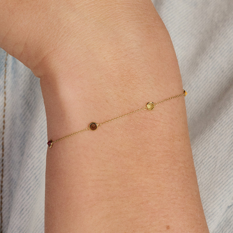 14ct Gold Citrine and Smoky Quartz Charm Bracelet