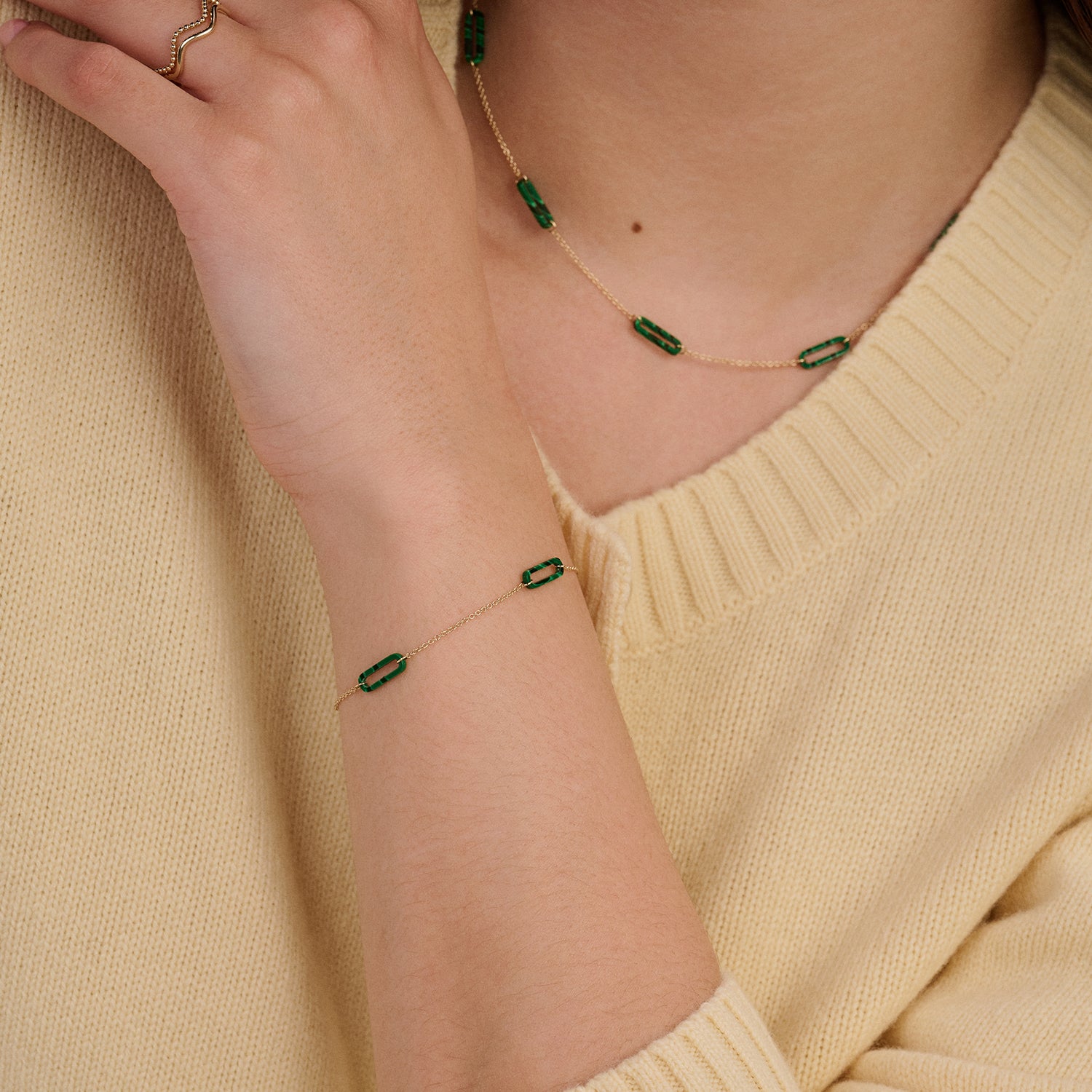 Bracelet 2267YMA - 14k Gold with Malachite