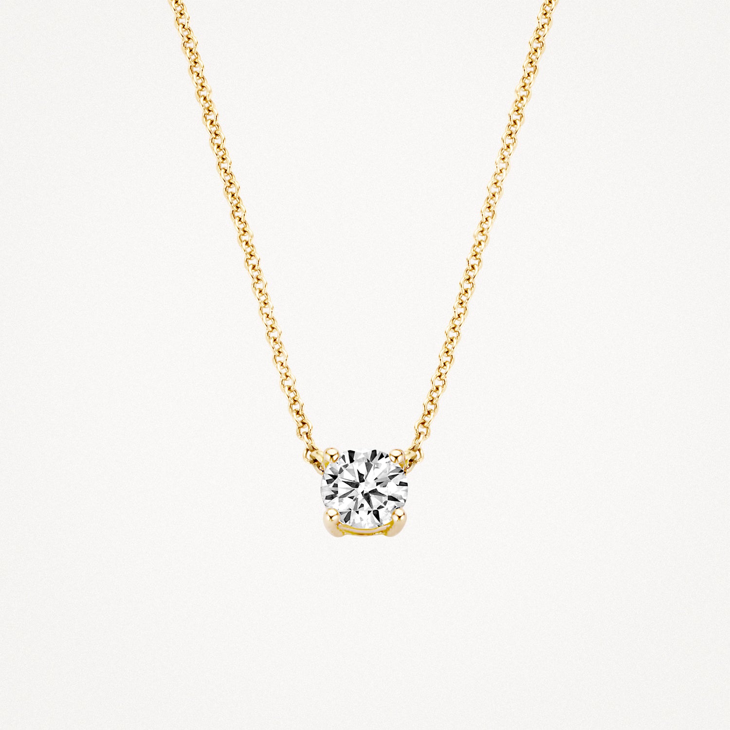 Ketting met hanger ⌀ 5 mm zirkonia in chaton-zetting 14k Goud