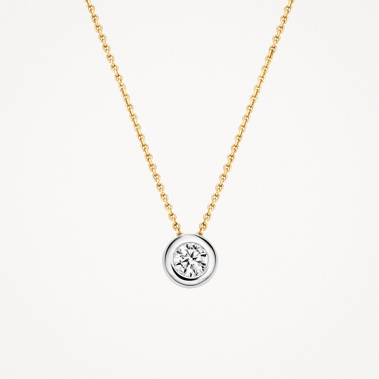 Collier Zirkonia Rond Design 14k goud