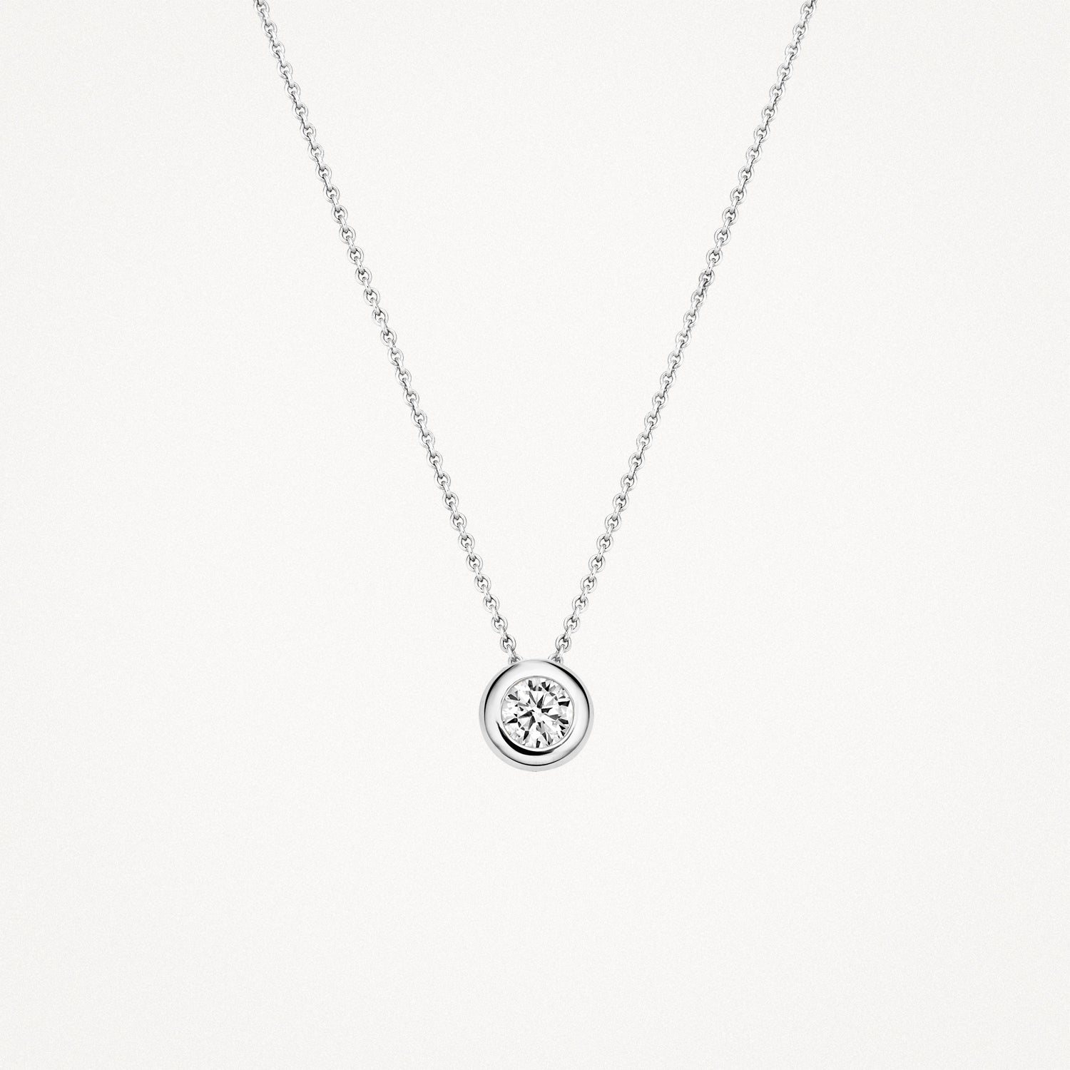 Ketting met hanger ⌀ 4.8 mm met zirkonia 14k Wit goud