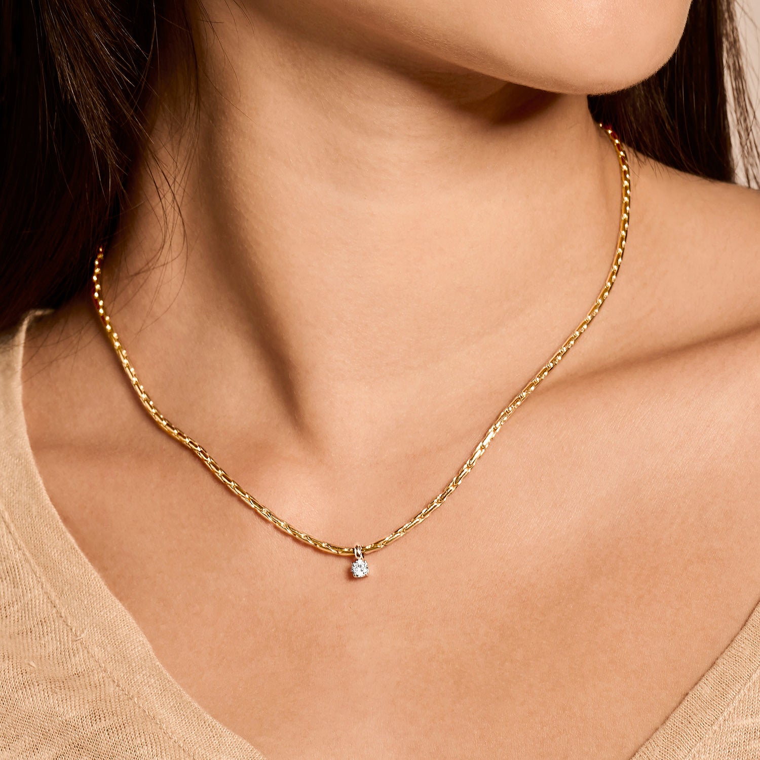 Ketting met hanger en fantasie schakel 14k bicolor goud