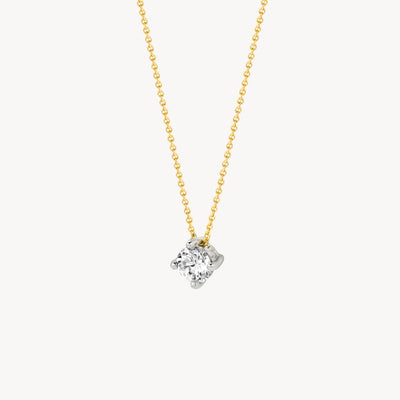 Necklace 3057BZI - 14k Gold and White Gold with Zirconia