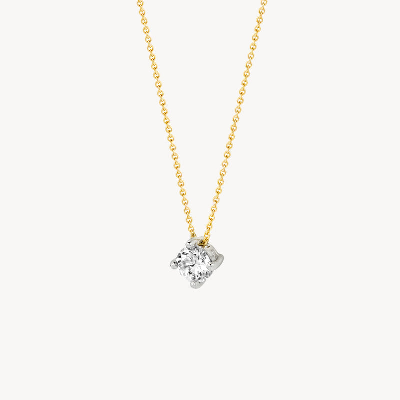 Necklace 3057BZI - 14k Gold and White Gold with Zirconia